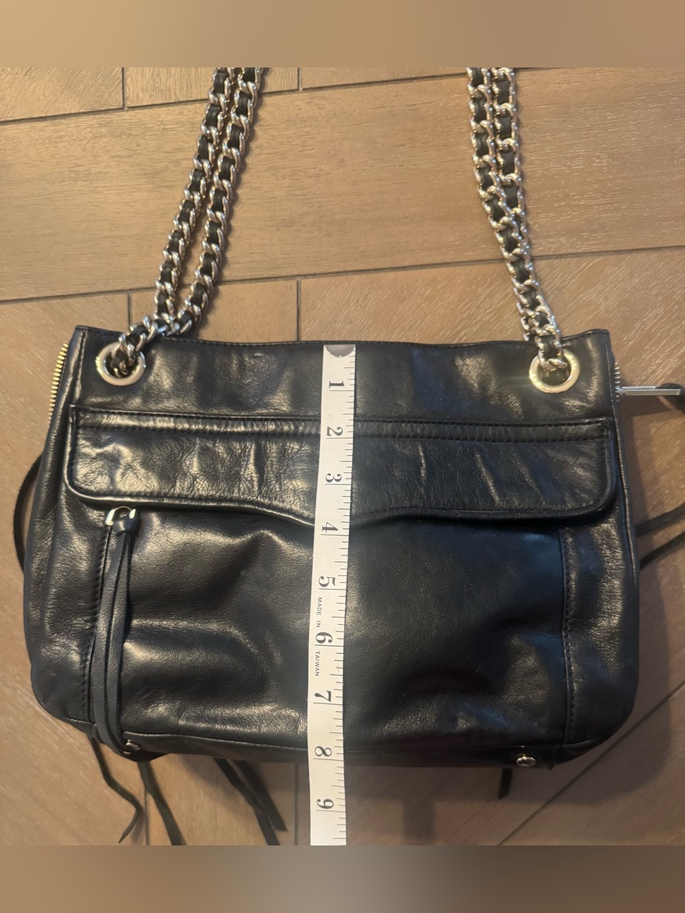 Rebecca Minkoff Swing Convertible Black Leather Chain-Strap Crossbody Purse - Picture 12 of 13